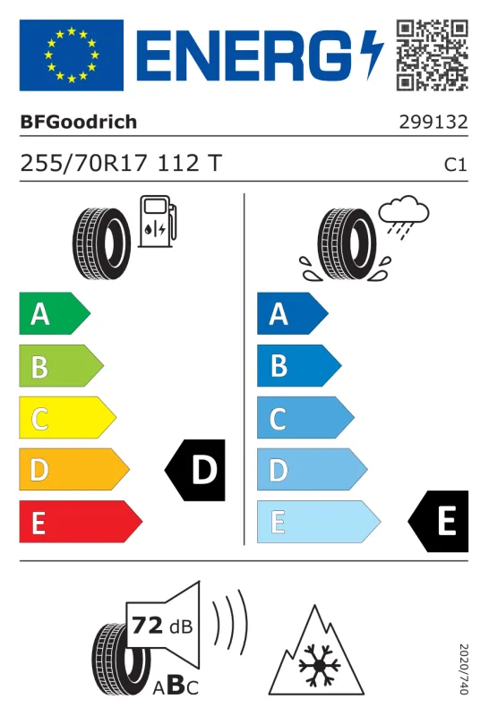 EU energiacímke - Bfgoodrich 255/70R17 112T TRAIL TERRAIN T/A 112T
