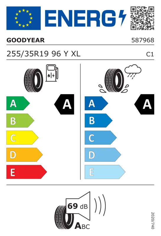 EU energiacímke - GOODYEAR 255/35 R19 96Y XL EAGLE F1 ASYMMETRIC 6