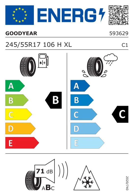 EU energiacímke - Goodyear 245/55 R17 VECTOR 4SEASONS G3 [106] H XL 106H
