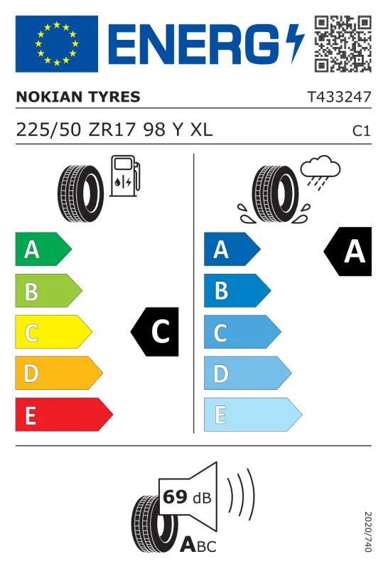 EU energiacímke - NOKIAN TYRES 225/50 R17 98Y XL FR Powerproof 1