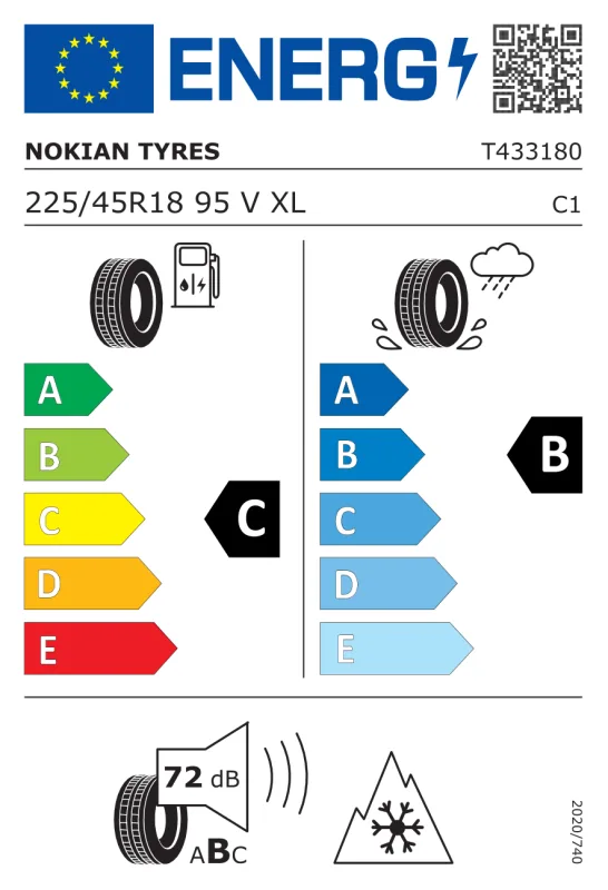 EU energiacímke - Nokian 225/45 R18 SEASONPROOF 1 [95] V XL FR DOT2024 95V