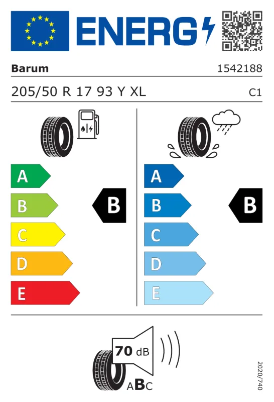 EU energiacímke - BARUM 205/50 R17 93Y XL FR BRAVURIS 6