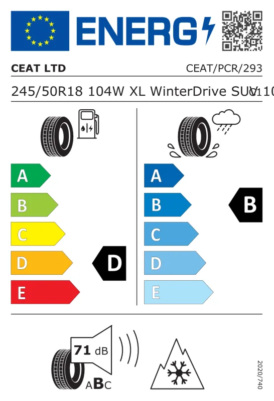 EU energiacímke - Ceat 245/50 R18 WINTER DRIVE SUV [104] W XL FR 104W