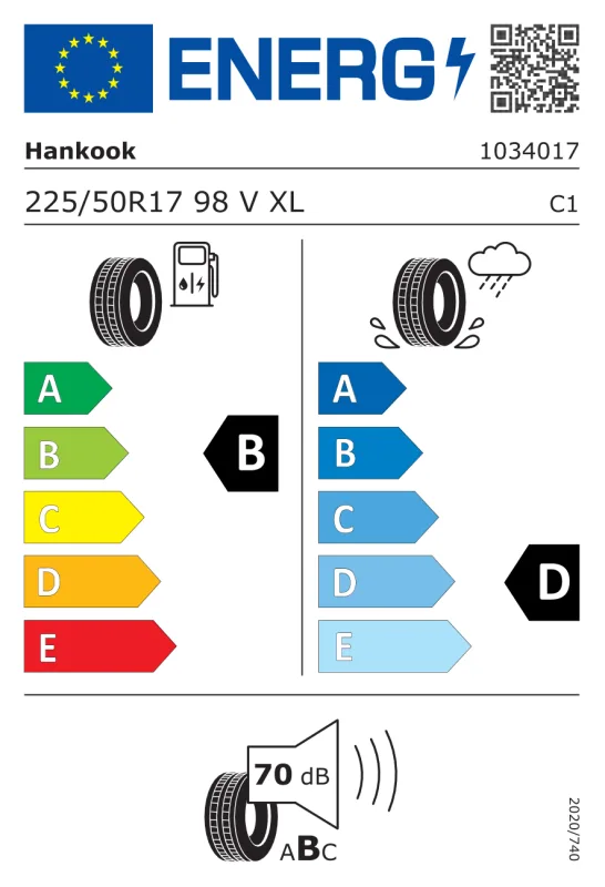 EU energiacímke - Hankook 225/50 R17 iON ST AS IH61 [98] V XL elect 98V