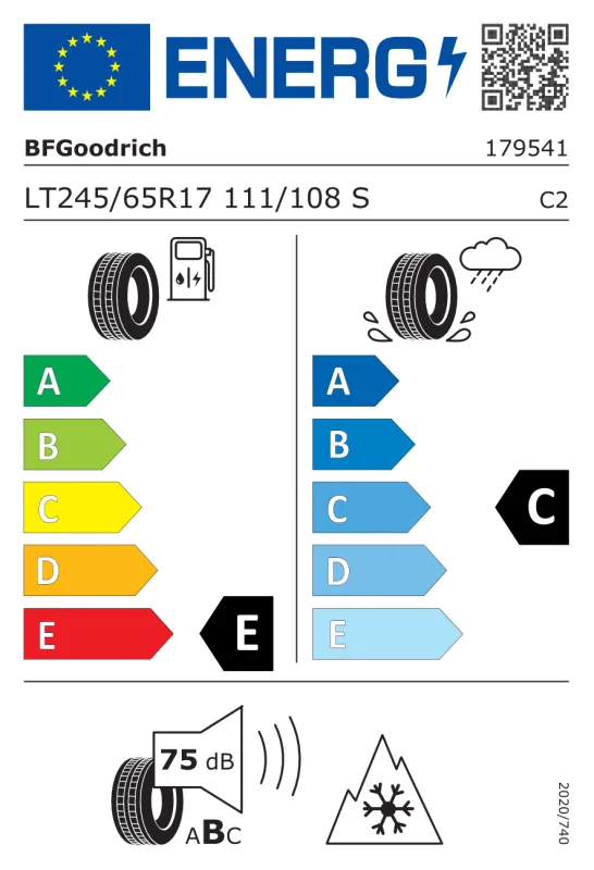 EU energiacímke - Bfgoodrich LT245/65R17 111S ALL TERRAIN T/A KO3 111S