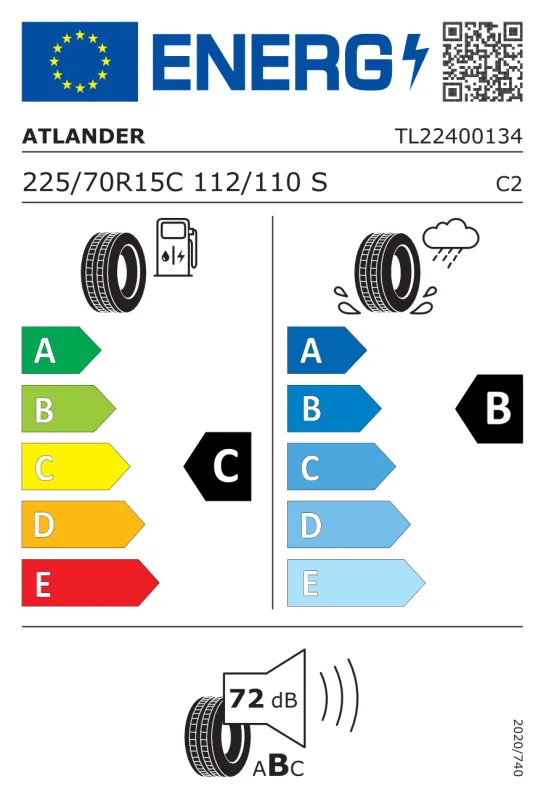 EU energiacímke - Atlander 225/70R15 112S LANDER VAN ATL18# 112S