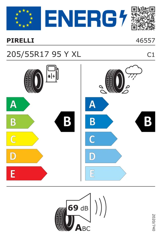 EU energiacímke - Pirelli 205/55R17 95Y POWERGY 2 95Y