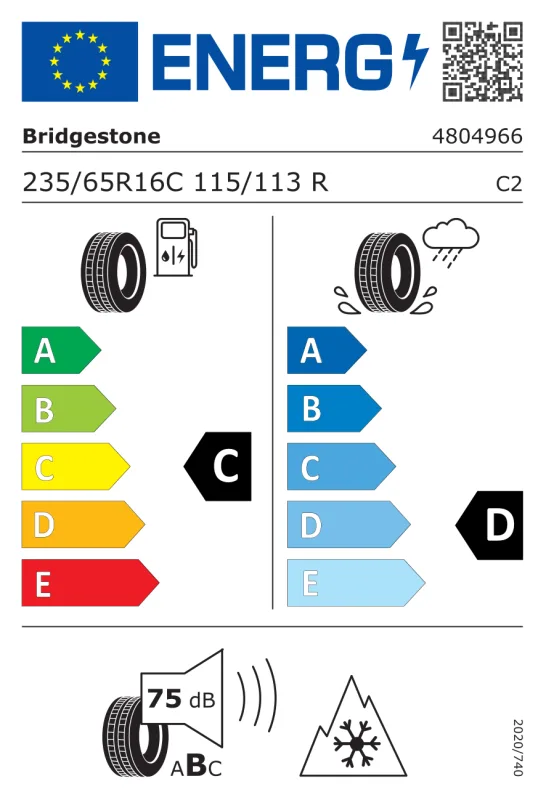 EU energiacímke - Bridgestone 235/65 R16C BLIZZAK W995 [115/113] R 115/113R