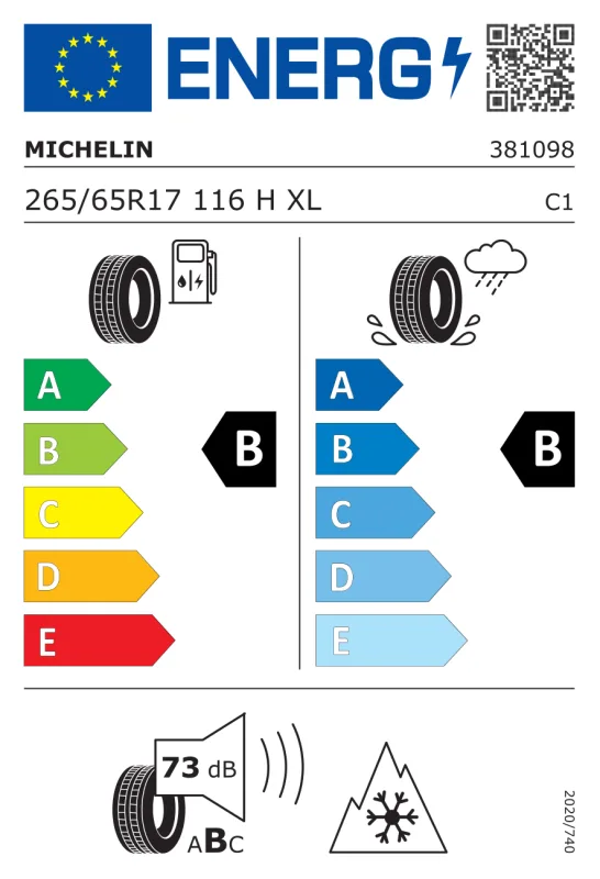 EU energiacímke - Michelin 265/65 R17 CROSSCLIMATE 2 SUV [116] H XL 116H