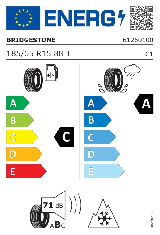 EU energiacímke - Bridgestone 185/65R 15 88T TL LM-005