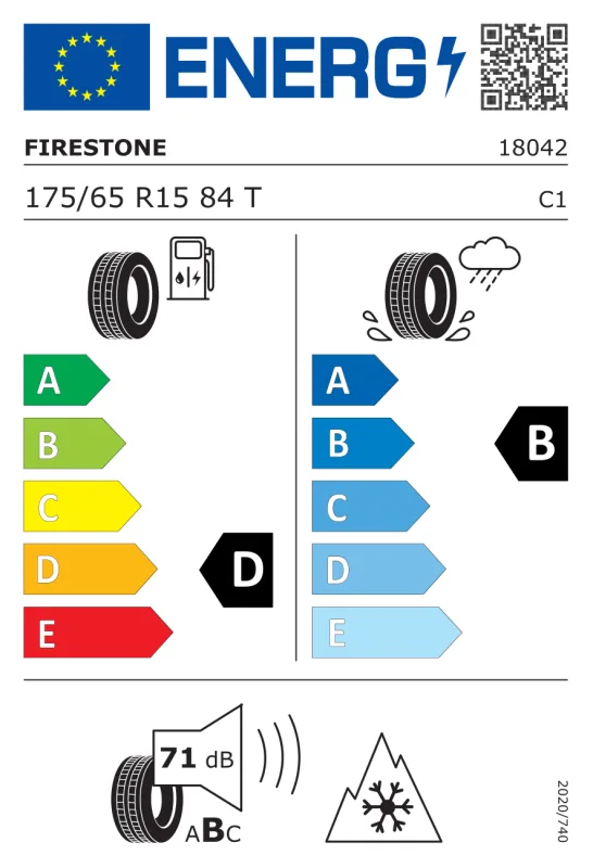 EU energiacímke - Firestone 175/65 R15 WINTERHAWK 4 [84] T 84T