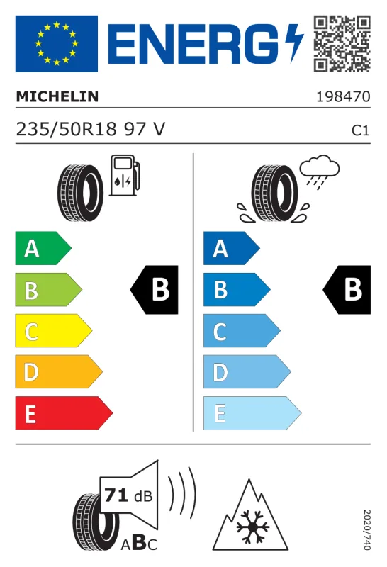 EU energiacímke - Michelin 235/50 R18 CROSSCLIMATE 2 [97] V DOT2024 97V