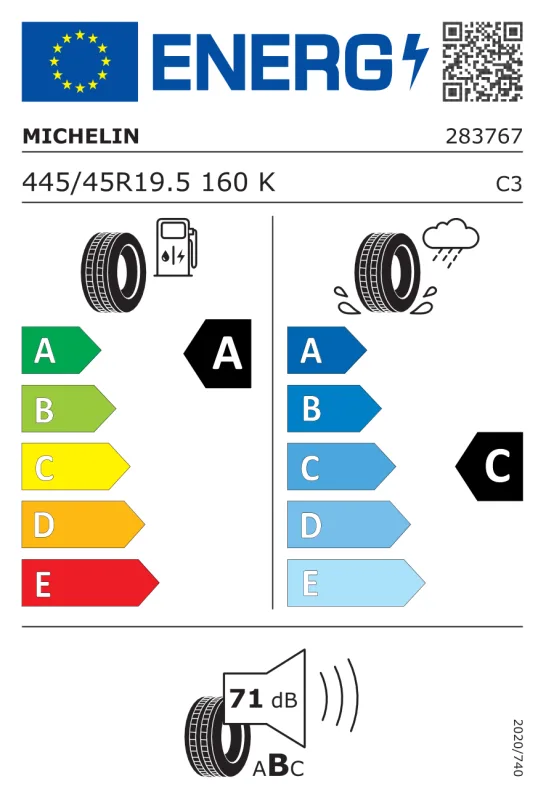 EU energiacímke - Michelin 445/45R 19.5 160K TL X LINE EN. T FRT AUFL