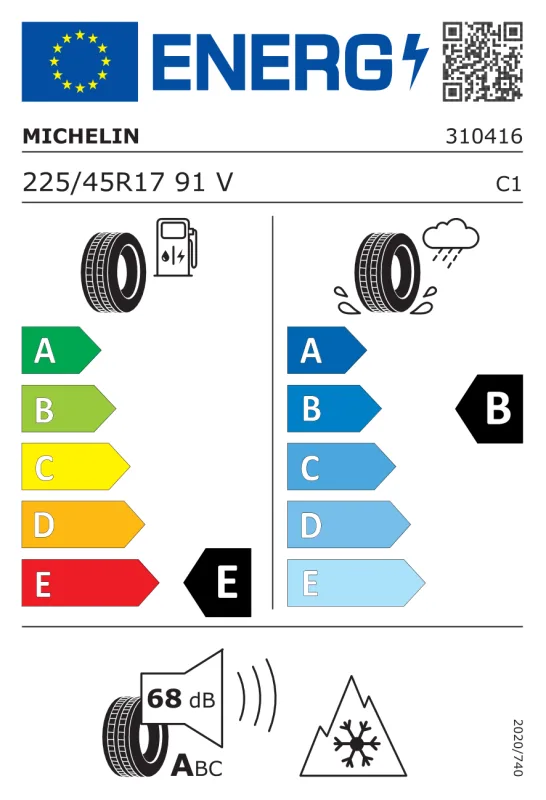 EU energiacímke - Michelin 225/45 R17 ALPIN 5 [91] V FR ZP (RFT) 91V