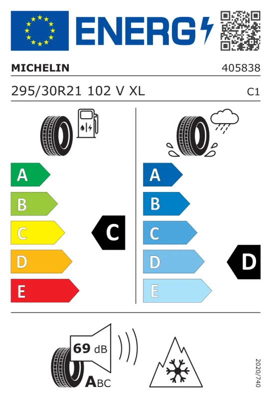 EU energiacímke - Michelin 295/30R21 102V PILOT ALPIN 5 FSL NA0 102V