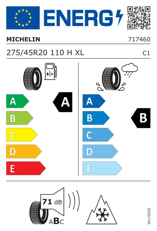 EU energiacímke - Michelin 275/45 R20 CROSSCLIMATE 2 [110] H XL VOL 110H