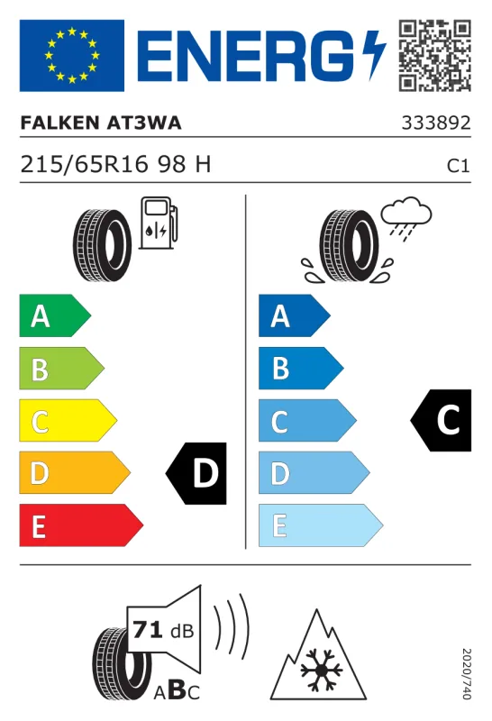 EU energiacímke - Falken 215/65 R16 WILDPEAK A/T AT3WA [98] H 98H