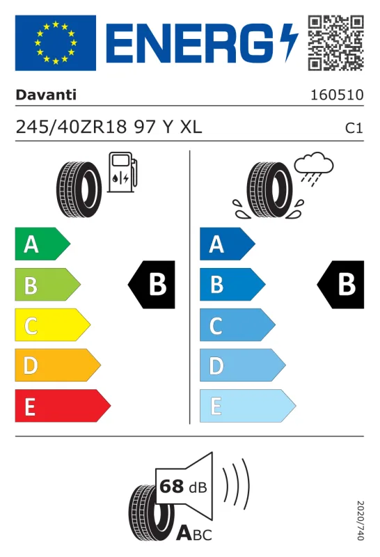 EU energiacímke - Davanti 245/40 R18 DX640 97Y XL TL 97YY