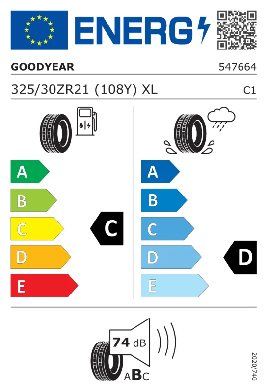 EU energiacímke - Goodyear 325/30R21 Y Eagle F1 Ssport RS XL FP N0 108Y