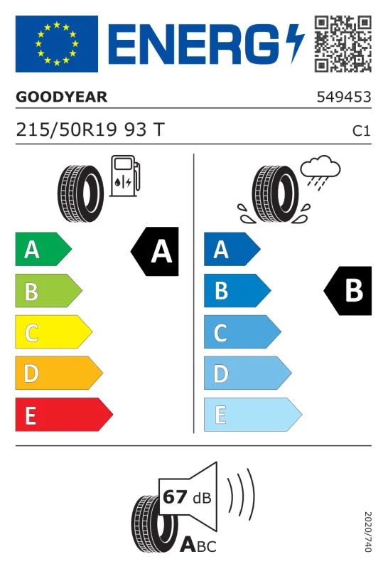 EU energiacímke - GOODYEAR 215/50 R19 93T EFFICIENTGRIP PERFORMANCE