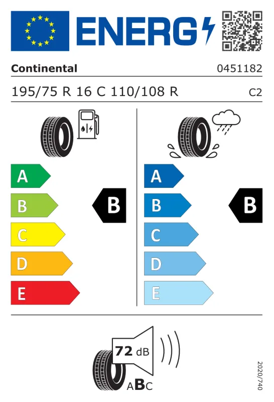 EU energiacímke - Continental 195/75 R16C CONTIVANCONTACT 100 [110/108] R 110/108R