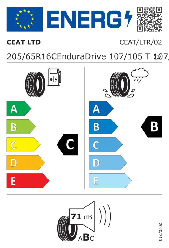 EU energiacímke - Ceat 205/65 R16C ENDURADRIVE [107/105] T DOT2024 107/105T