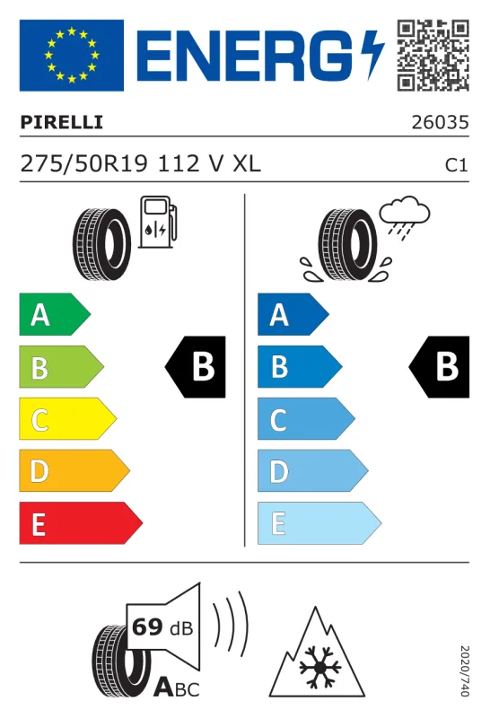 EU energiacímke - Pirelli 275/50R19 112V SCORPION WINTER N0 112V