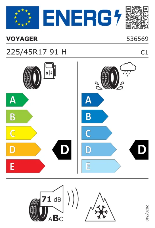 EU energiacímke - Voyager 225/45 R17 VOYAGER WINTER [91] H FP 91H