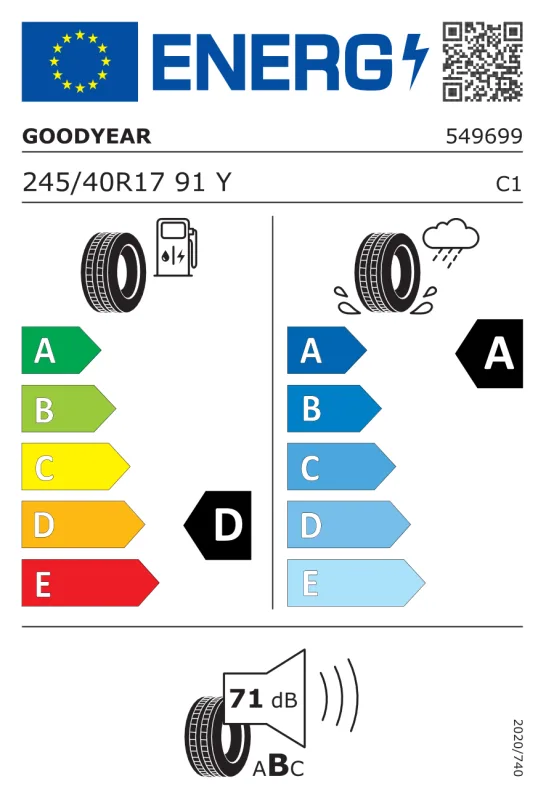 EU energiacímke - GOODYEAR 245/40 R17 91Y EAG F1 ASYMMETRIC 5